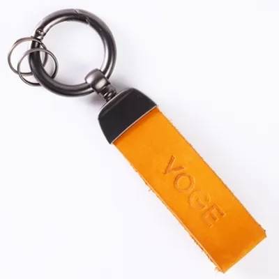 Adorable Debossed Tag Leather Keychain