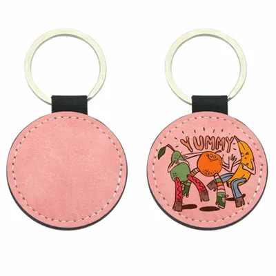 Grand Full Colored Round-Shaped Leather Keychain