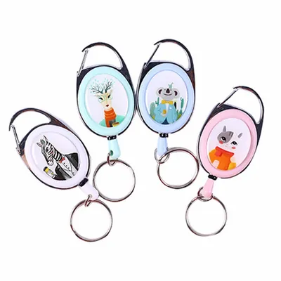 Clip Drawstring Badge Reel Keychain 