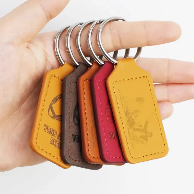 10 Pack Natural Leather Keychains - Blank Stamping Ready Keyrings